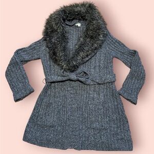 Carolyn Taylor Faux Fur Belted Sweater